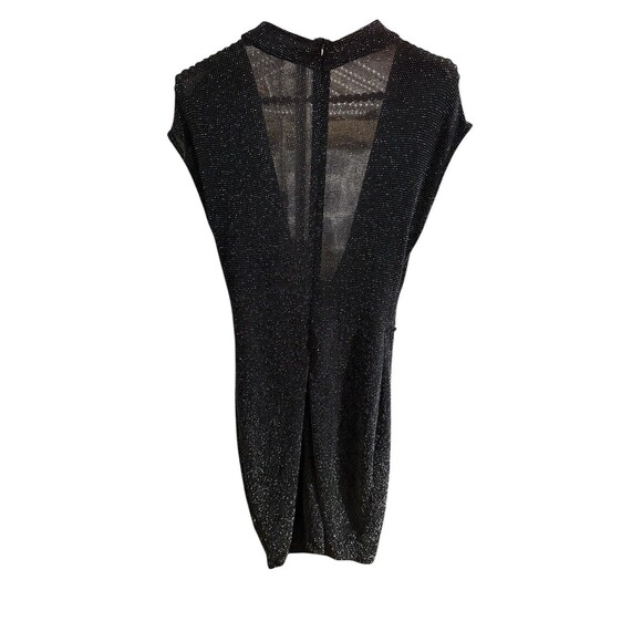 Papaya Black Metallic Shimmer Cowl Neck Bodycon Dress Size M Made in USA - Picture 6 of 8